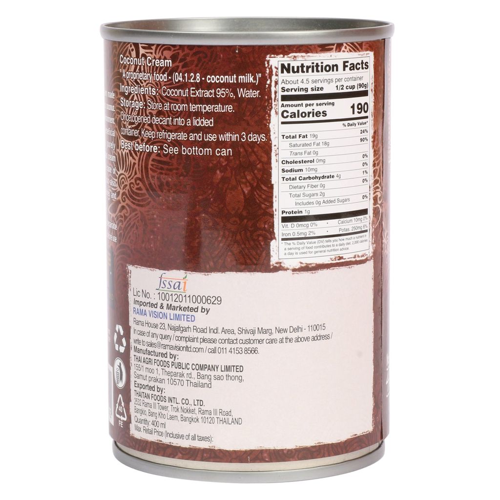 Real Thai Coconut Cream 400 ml Tin Can