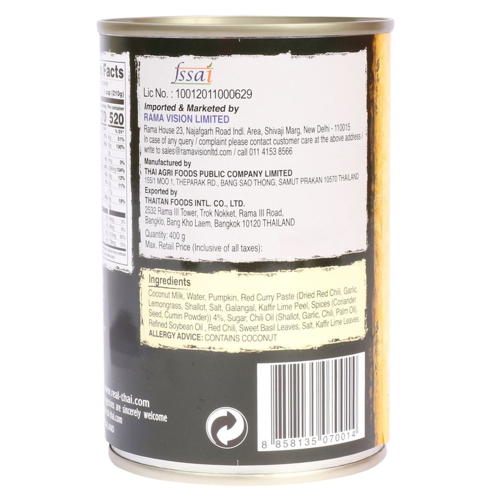 Real Thai Red Curry Can 400 gm Tin Can