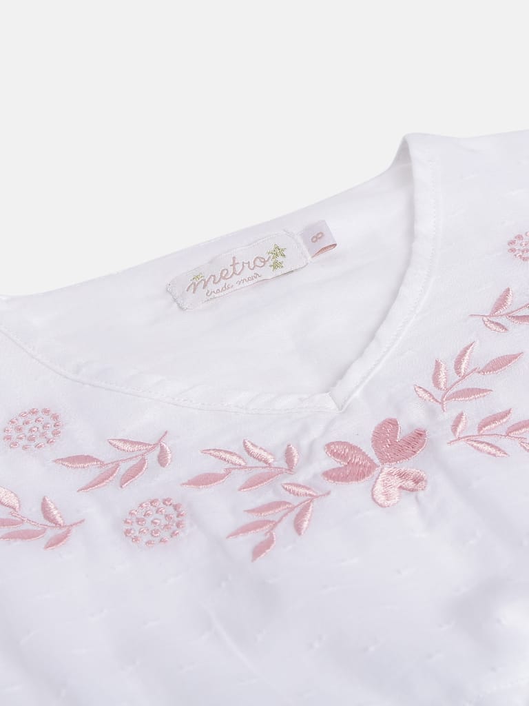 Girls Embroidered Kaftan Top