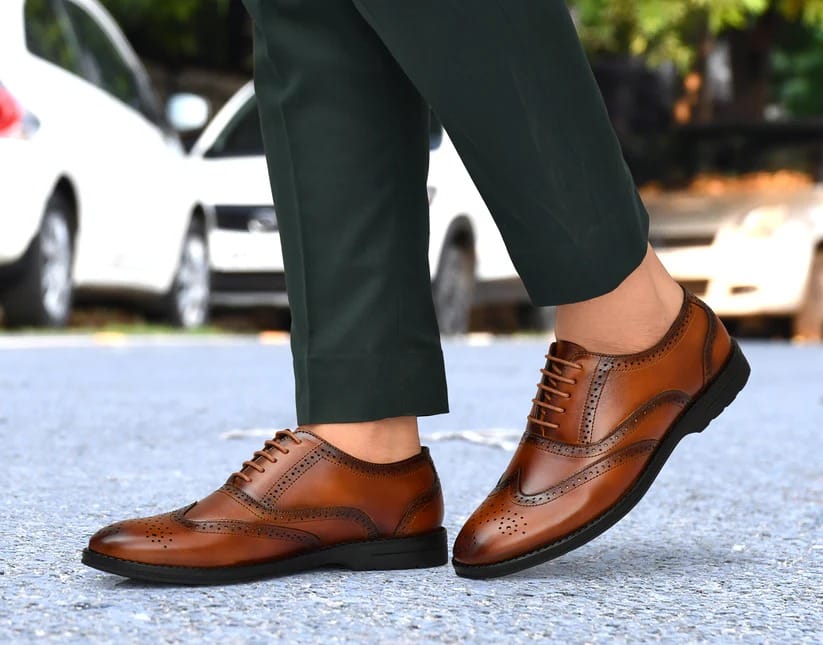 MANSTARK PRESENT 100% GENUINE LEATHER HANDCRAFTED FORMAL LACE-UP DERBY STYLE SHOES FULL BROUGES WITH WINGTIPS FOR MENS.