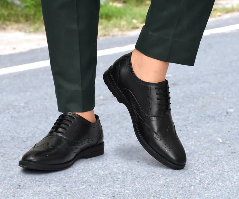 MANSTARK PRESENT 100% GENUINE LEATHER HANDCRAFTED FORMAL LACE-UP DERBY STYLE SHOES FULL BROUGES WITH WINGTIPS FOR MENS.