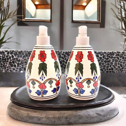 STOREPEDIA Handprinted Ceramic Soap Dispenser Handwash Liquid Shampoo Dispenser Lotion Gel Sanitizer Dispenser for Bathroom Home Kitchen Hotel Use, 400 ml Multicolor Pack of 2 STOREPEDIA Handprinted Ceramic Soap Dispenser Handwash Liquid Shampoo Dispenser Lotion Gel Sanitizer Dispenser for Bathroom Home Kitchen Hotel Use, 400 ml Multicolor Pack of 2