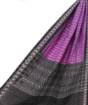 Purple Black Sambalpuri Handwoven Single Ikat Cotton Dupatta