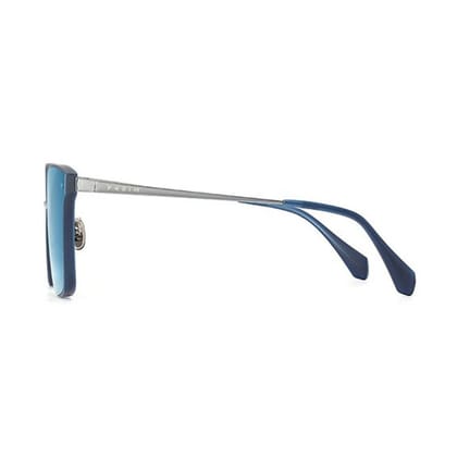 PARIM UV Protected Unisex Flat Lens Sunglasses, Frame: Silver, Lenses: Non-Polarised Blue Mirrored
