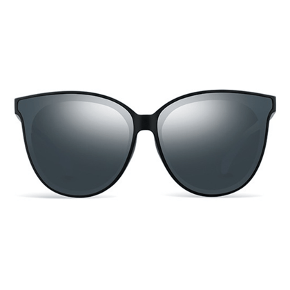 PARIM UV Protected Cateye Women's Oversized Sunglasses, Frame: Black, Lenses: Non-polarised Silver / Grey Mercury
