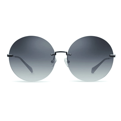PARIM UV Protected Women's Oversized Round Rimless Sunglasses Frame: Gun Metal Frame, Lenses: Silver Mercury