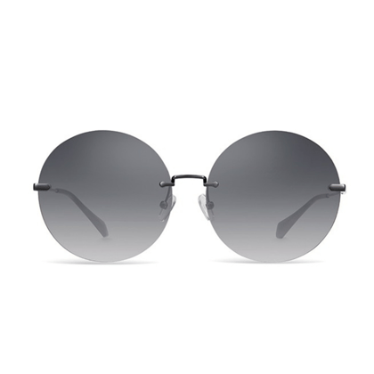 PARIM UV Protected Women's Oversized Round Rimless Sunglasses Frame: Gun Metal Frame, Lenses: Grey Gradient