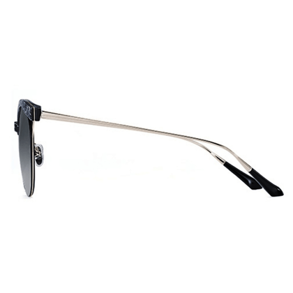 PARIM UV Protected Women's Round Designer Sunglasses Frame: Black / Silver, Lenses: Non-polarized Silver Mercury