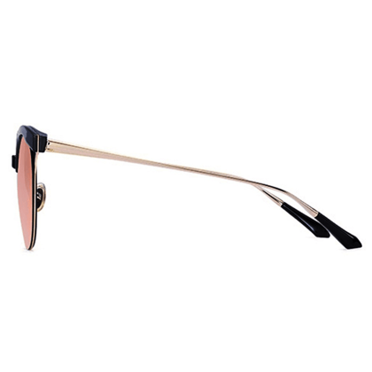 PARIM UV Protected Women's Round Designer Sunglasses Frame: Black/Golden, Lenses: Non-polarized Rose Gold Mirrored