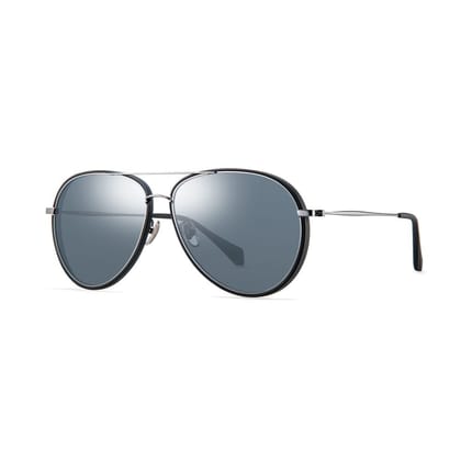 PARIM Polarized & UV Protected Men's & Women's Oversized Aviator Sunglasses, Frame: Silver, Lenses: Polarised Grey