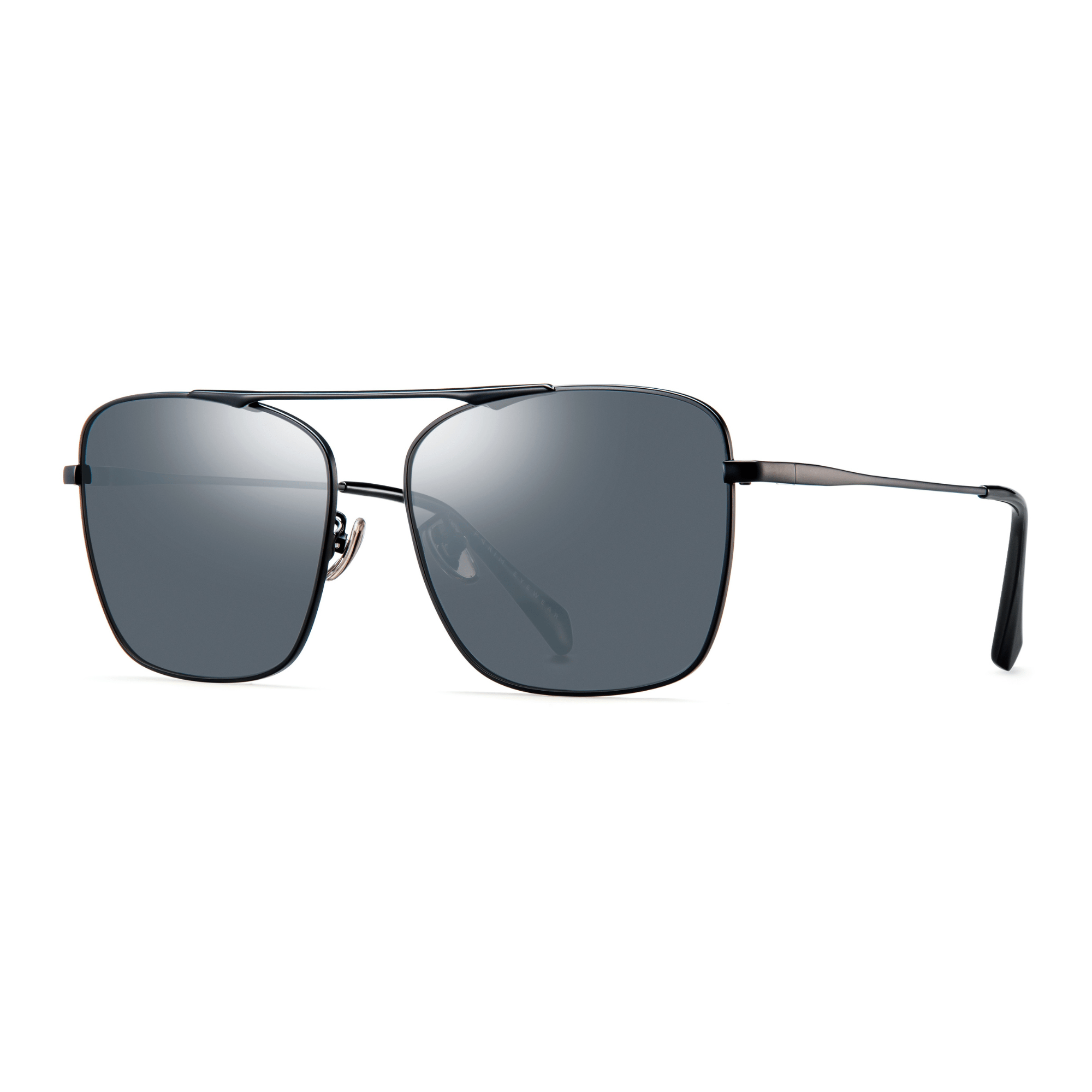 PARIM Polarized & UV Protected Men's Stainless Steel Rectangular Sunglasses, Frame: Black, Lenses: Polarised Grey