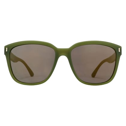 PARIM Polarized Unisex  Rectangular Sunglasses Green::Brown Frame / Golden Lenses | SKU 1291 G1