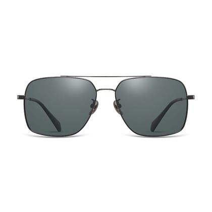PARIM Polarized & UV Protected Men's Rectangular Sunglasses, Frame: Silver, Lenses: Polarised Grey