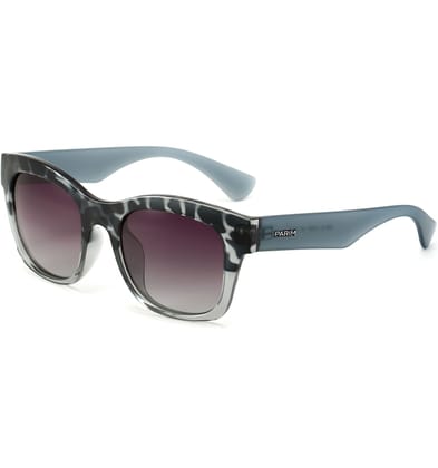 PARIM Polarized Women's Rectangular Sunglasses Black::Grey Frame / Grey::Violet Lenses | SKU 1289 S1