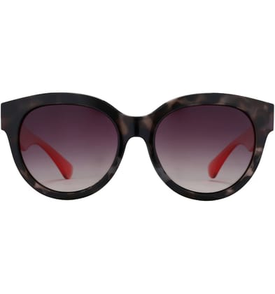 PARIM Polarized Women's Round Sunglasses Grey::Red Frame / Grey::Violet Lenses | SKU 1288 S1