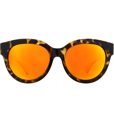 PARIM Polarized Women's Round Sunglasses Brown:Yellow Frame/Orange:Golden:Yellow Lenses|SKU 1288 M1