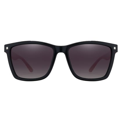 PARIM Polarized Unisex  Rectangular::Wayfarer Sunglasses Black::Red Frame / Grey Lenses | SKU 1287 B1