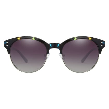 PARIM Polarized Women's Clubmaster Sunglasses Black::Multicolor Frame / Grey Lenses | SKU 12008 M1