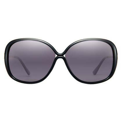 PARIM Polarized Women's Rectangular Sunglasses Black::Golden Frame / Grey Lenses | SKU 1193 B1