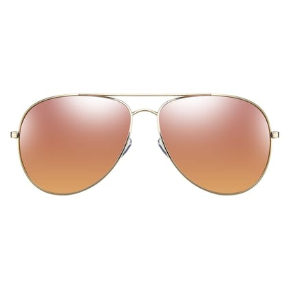 PARIM Polarized Unisex  Aviator Sunglasses Golden::White Frame / Golden Lenses | SKU 12004 K1