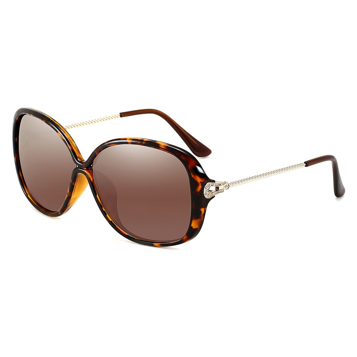 PARIM Polarized Women's Rectangular Sunglasses Brown::Golden Frame / Brown Lenses | SKU 1193 T1