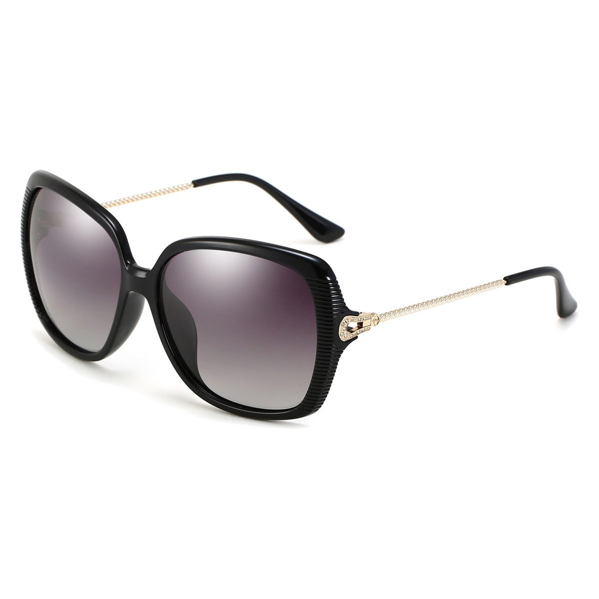 PARIM Polarized Women's Over-sized Sunglasses Black::Golden Frame/ Grey Lenses|SKU 1189 B1