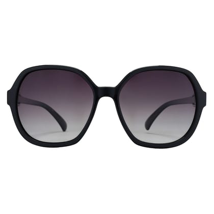 PARIM Polarized Women's Rectangular::Over-sized Sunglasses Black Frame / Grey Lenses | SKU 1188 B1