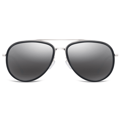 PARIM Polarized Unisex  Aviator Sunglasses Black::Silver Frame / Silver::Grey Lenses | SKU 11047 B1