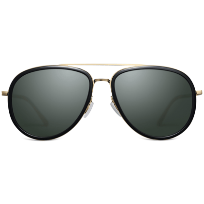 PARIM Polarized Unisex  Aviator Sunglasses Golden::Silver Frame / Green Lenses | SKU 11047 B2