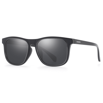 PARIM Polarized Unisex  Rectangular Sunglasses Black Frame / Grey Lenses | SKU 11046 B1