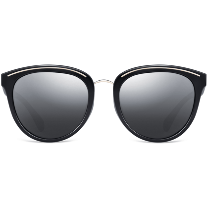 PARIM Polarized Women's Cat-eye Sunglasses Black Frame / Silver::Grey Lenses | SKU 11044 B2 PARIM Polarized Women's Cat-eye Sunglasses Black Frame / Silver::Grey Lenses | SKU 11044 B2