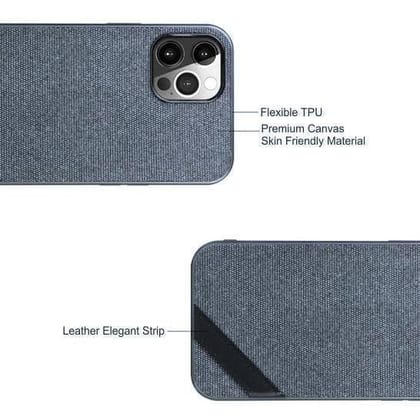 Memumi Boxian Series Canvas/Leather Classic Back Cover for Apple iPhone 12 Mini - Blue (5.4")