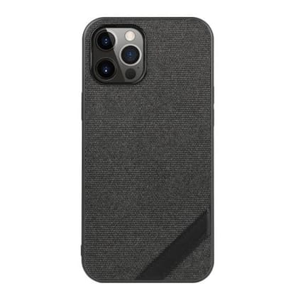 Memumi Boxian Series Canvas/Leather Classic Back Cover for Apple iPhone 12/12 Pro - Black (6.1")