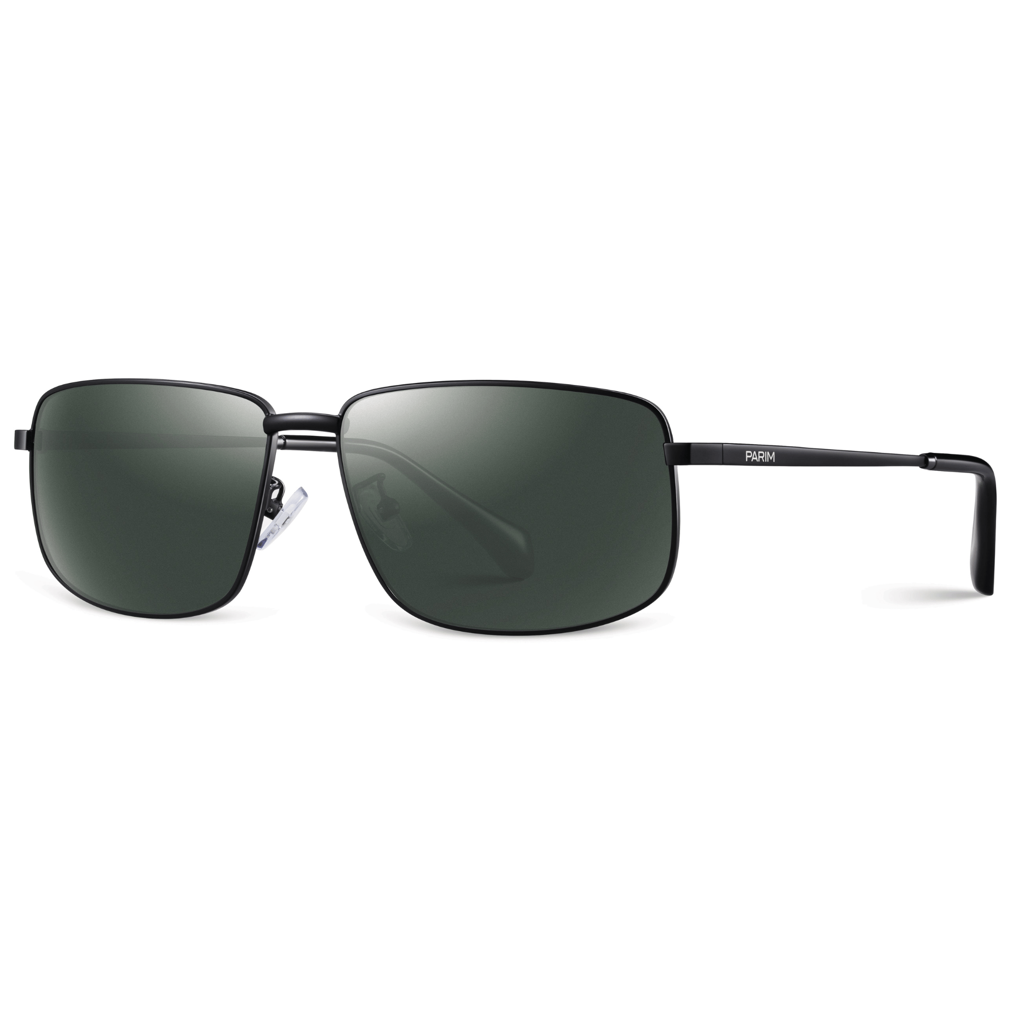 PARIM Polarized Men's Rectangular Sunglasses Black Frame / Grey Lenses | SKU 11028 B1