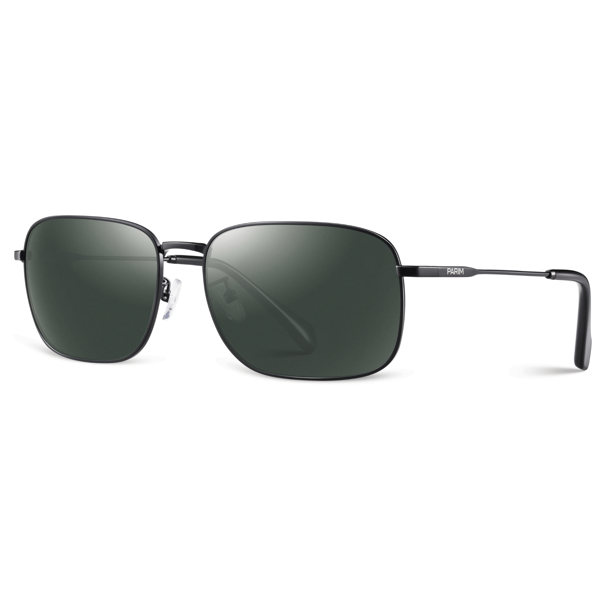 PARIM Polarized Men's Rectangular Sunglasses Black Frame / Grey Lenses | SKU 11027 B1