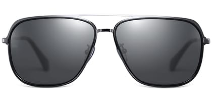 PARIM Polarized Men's Aviator Sunglasses Silver::Black Frame / Grey Lenses | SKU 11025 B1