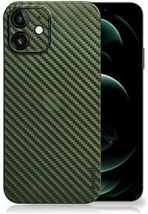 Memumi Slim Series Ultra Thin 0.3mm Back Cover for Apple iPhone 12 Mini Carbon Fiber - Green (5.4")