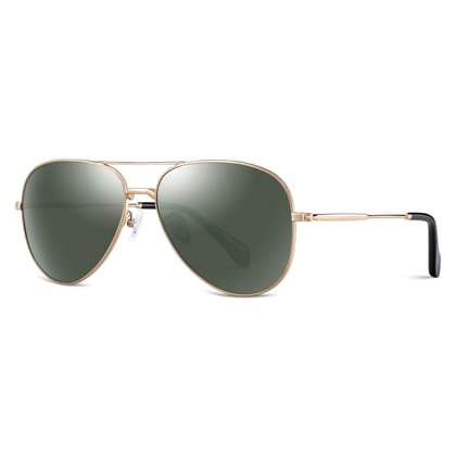 PARIM Polarized Men's Aviator Sunglasses Golden Frame / Green Lenses | SKU 11020 K1 PARIM Polarized Men's Aviator Sunglasses Golden Frame / Green Lenses | SKU 11020 K1