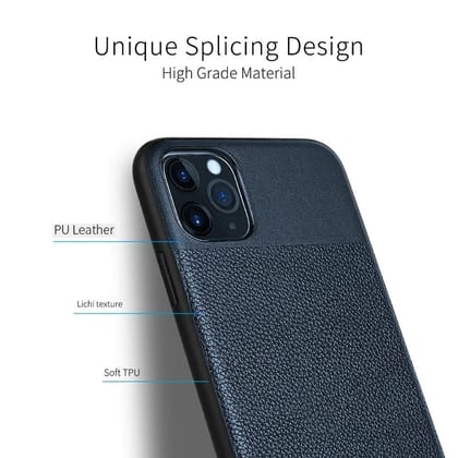 Memumi Brilliant Series Leather  Back Cover for Apple iPhone 11 Pro Shockproof - Blue (5.8")