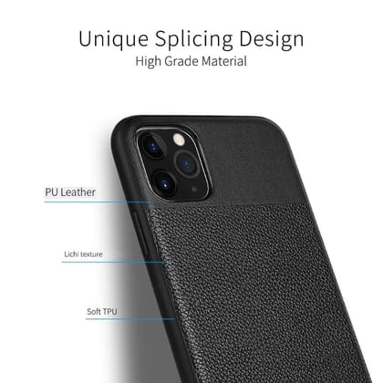 Memumi Brilliant Series Leather  Back Cover for Apple iPhone 11 Pro Shockproof - Black (5.8")