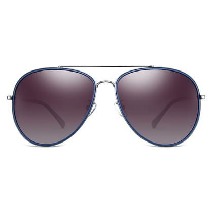 PARIM Polarized Unisex  Aviator Sunglasses Silver::Blue Frame / Brown Lenses | SKU 11005 C1