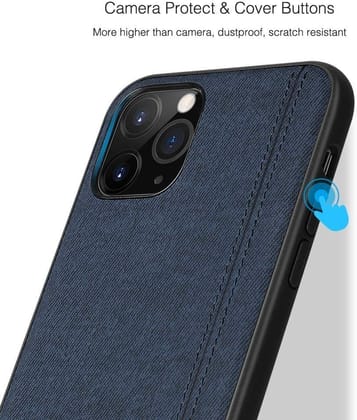 Memumi Wise Series Hard Canvas Back Cover for Apple iPhone 11 Scratch Resistant - Blue (6.1")
