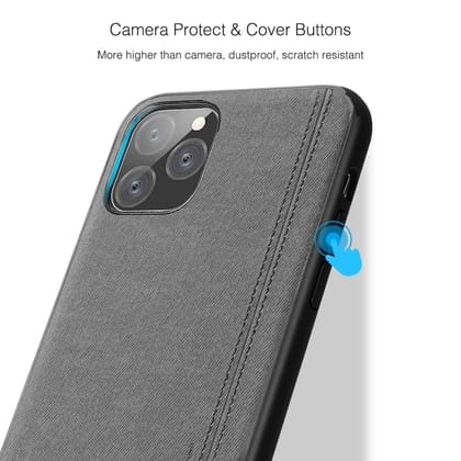 Memumi Wise Series Leather Back Cover for Apple iPhone 11 Pro Max Shockproof - Grey (6.5")