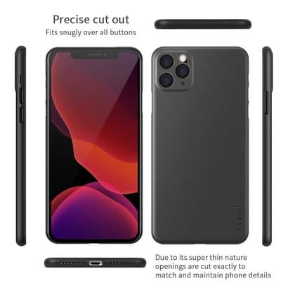 Memumi Slim Series Ultra Thin Back Cover for Apple iPhone 11 Pro Max 0.3 mm Thin, Black - (6.5")