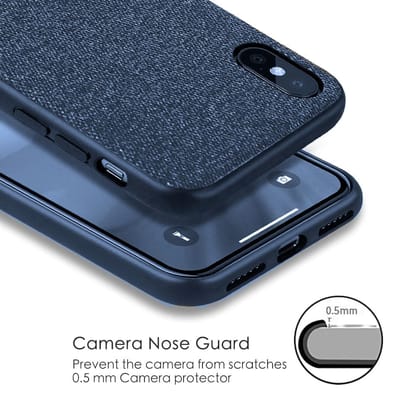 Memumi Official Series Hard Fabric Back Case for Apple iPhone X/Xs PC + TPU + Canvas (Blue) (5.8")