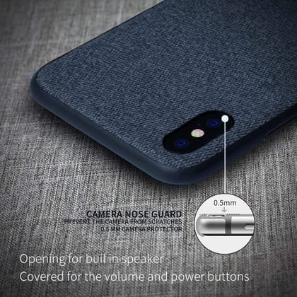 Memumi Official Series Hard Canvas Back Cover for Apple iPhone Xs Max Shockproof - Blue (6.5")