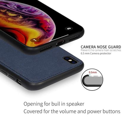 Memumi Magnific Series Canvas Back Cover for Apple iPhone X / Xs / 10, 1.7 mm Thin-Blue (5.8")