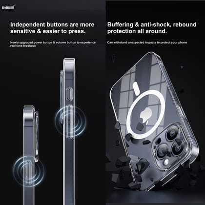 Memumi Brilliant Hard Magsafe Back Cover for Apple iPhone 15 Pro (6.1") - Transparent