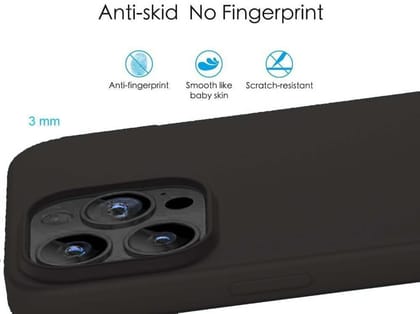 Memumi Shockproof Liquid Silicone Back Cover for Apple iPhone 15 Plus (6.7")-Black