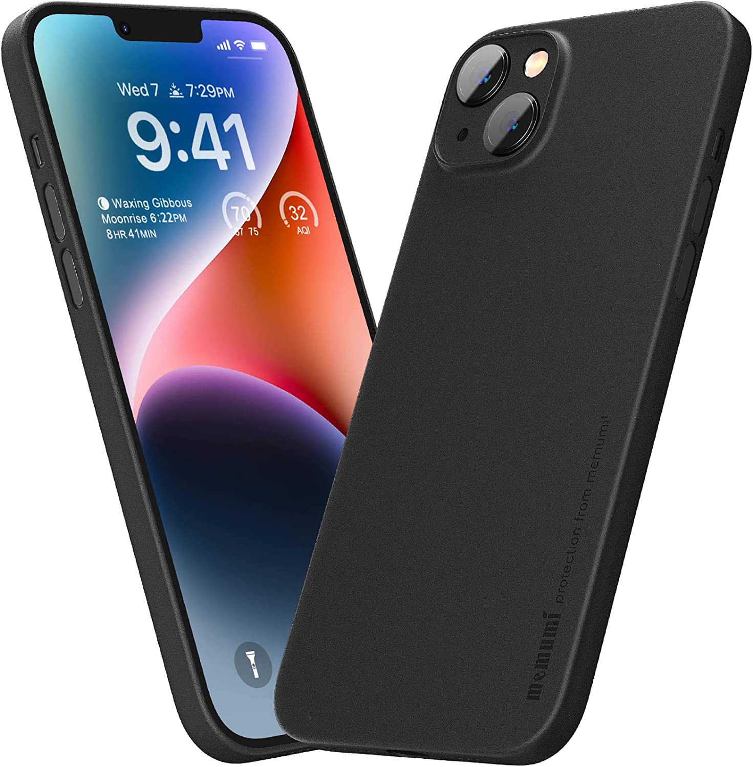 Memumi Ultra Slim 0.3mm Back Cover Case for Apple iPhone 14 (6.1") - Black